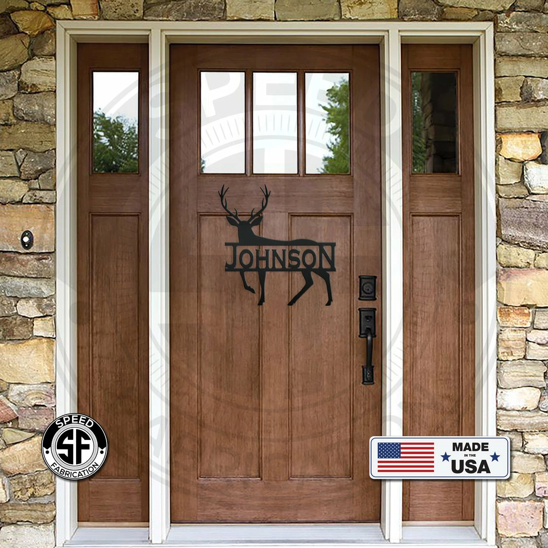 Speed Fabrication Hunting & Fishing Metal Signs Personalized Deer Monogram Metal Sign