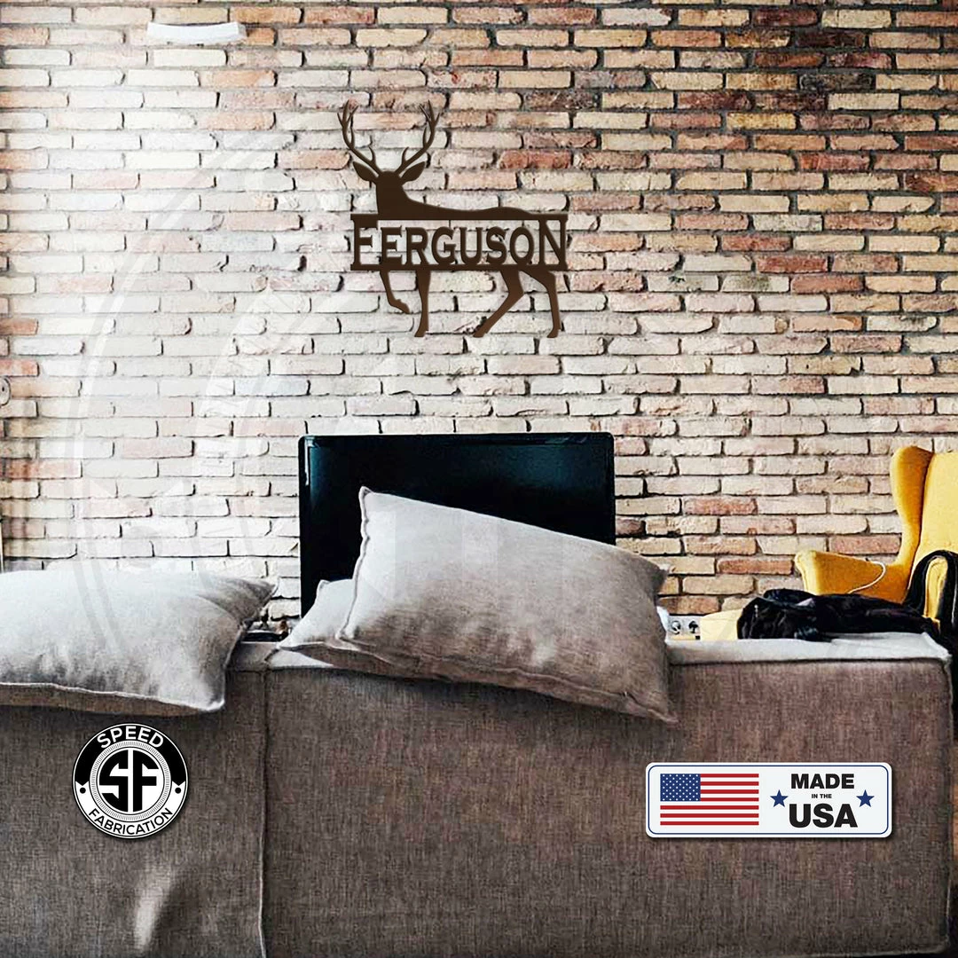 Speed Fabrication Hunting & Fishing Metal Signs Personalized Deer Monogram Metal Sign