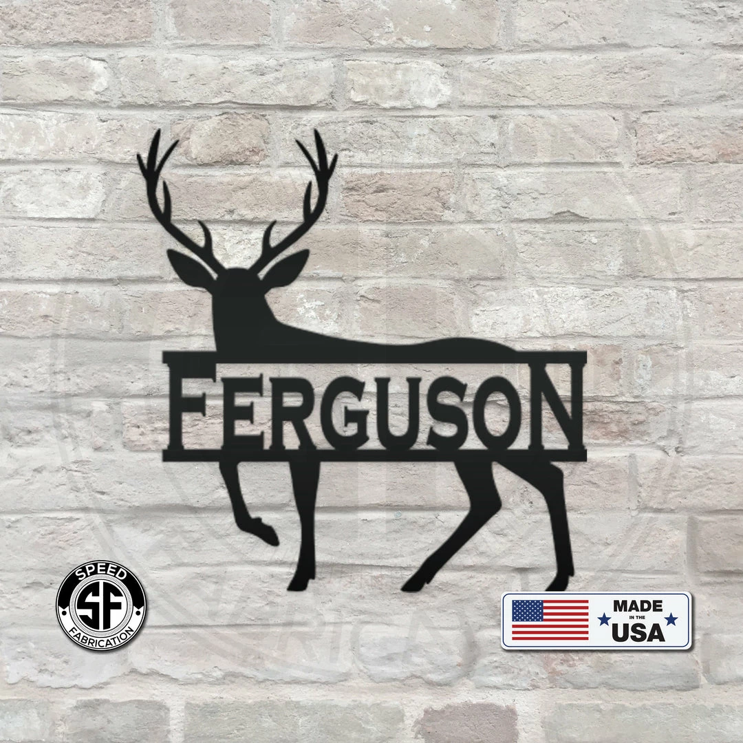 Speed Fabrication Hunting & Fishing Metal Signs Personalized Deer Monogram Metal Sign