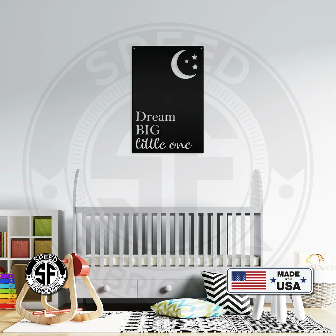 Speed Fabrication Moon And Stars - Dream Big Little One - Nursery Decor