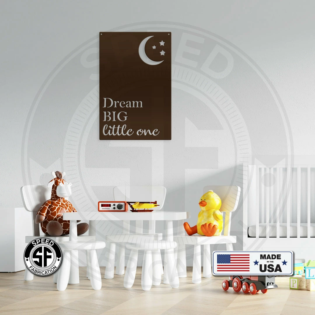 Speed Fabrication Moon And Stars - Dream Big Little One - Nursery Decor
