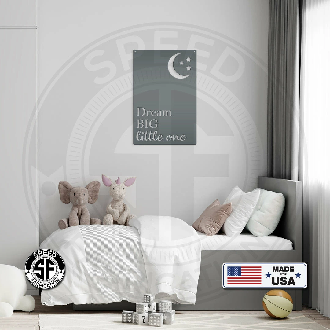 Speed Fabrication Moon And Stars - Dream Big Little One - Nursery Decor