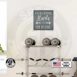 Speed Fabrication Everything Hurts Funny Gym Sign Wall Decor Sign Man Cave Sign Fitness/Gym Metal Signs