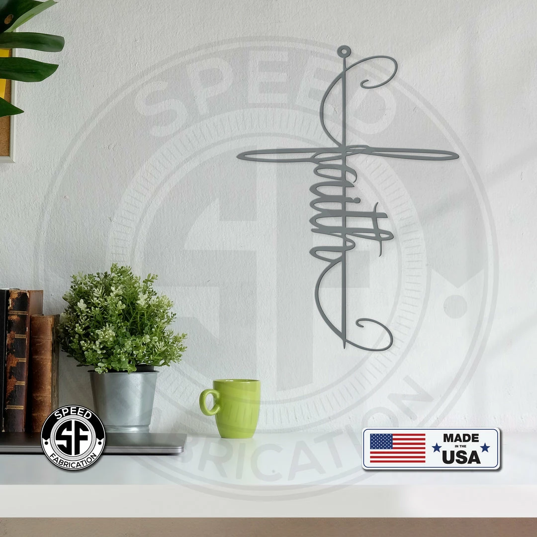 Speed Fabrication Faith Cross Wall Hanging Metal Sign Faith Christian Wall Art Faith Christian Home Decor Metal Wall Sign Easter Confirmation First Communion