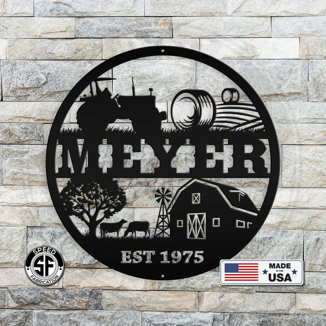 Speed Fabrication Farm Metal Signs Personalized Farm Monogram With Established Date Metal Sign