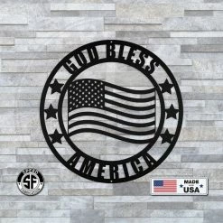 Speed Fabrication Decor God Bless America Metal Sign