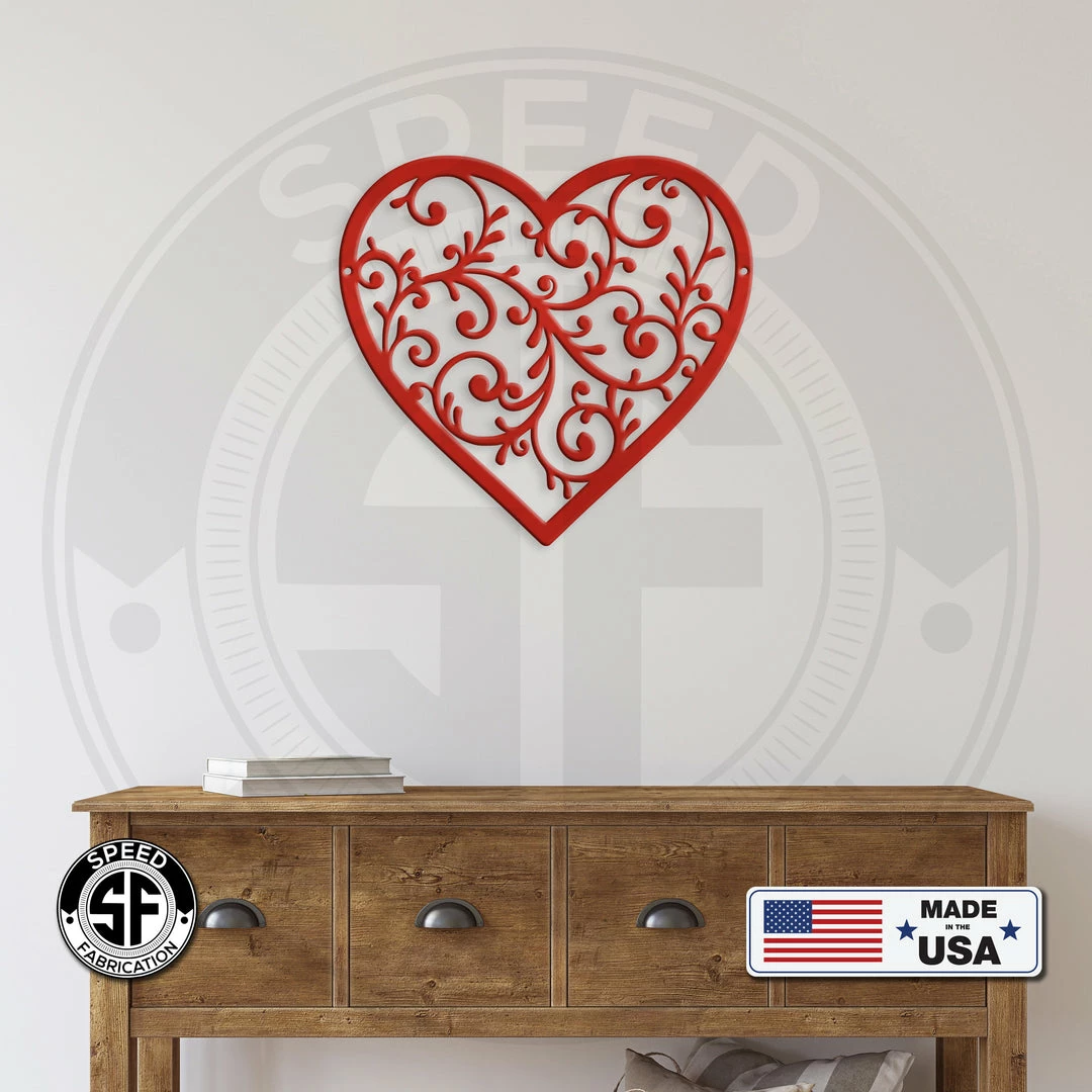 Speed Fabrication Decorative Scroll Heart Metal Sign Heart/Love Metal Signs