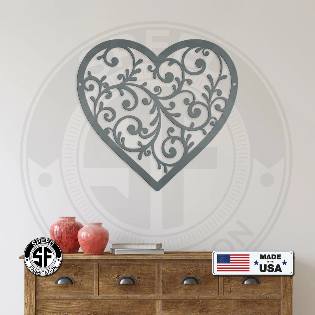 Speed Fabrication Decorative Scroll Heart Metal Sign Heart/Love Metal Signs