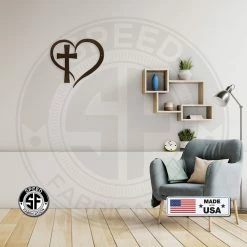 Speed Fabrication Cross Framed By Heart Wall Hanging Home Decor & Gifts