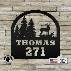 Speed Fabrication Custom Deer Scene Address Sign