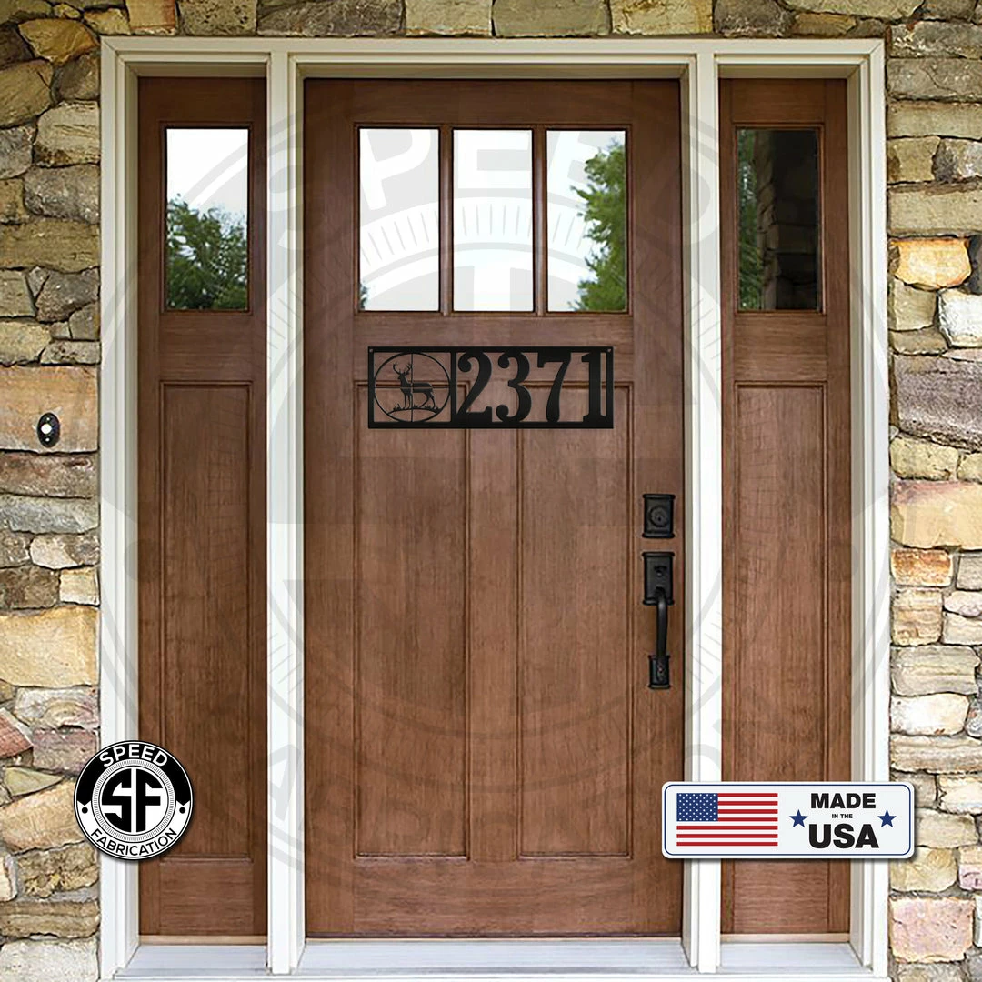 Speed Fabrication Personalized Deer In Sight Address House Numbers Metal Sign Address/House Number Metal Signs