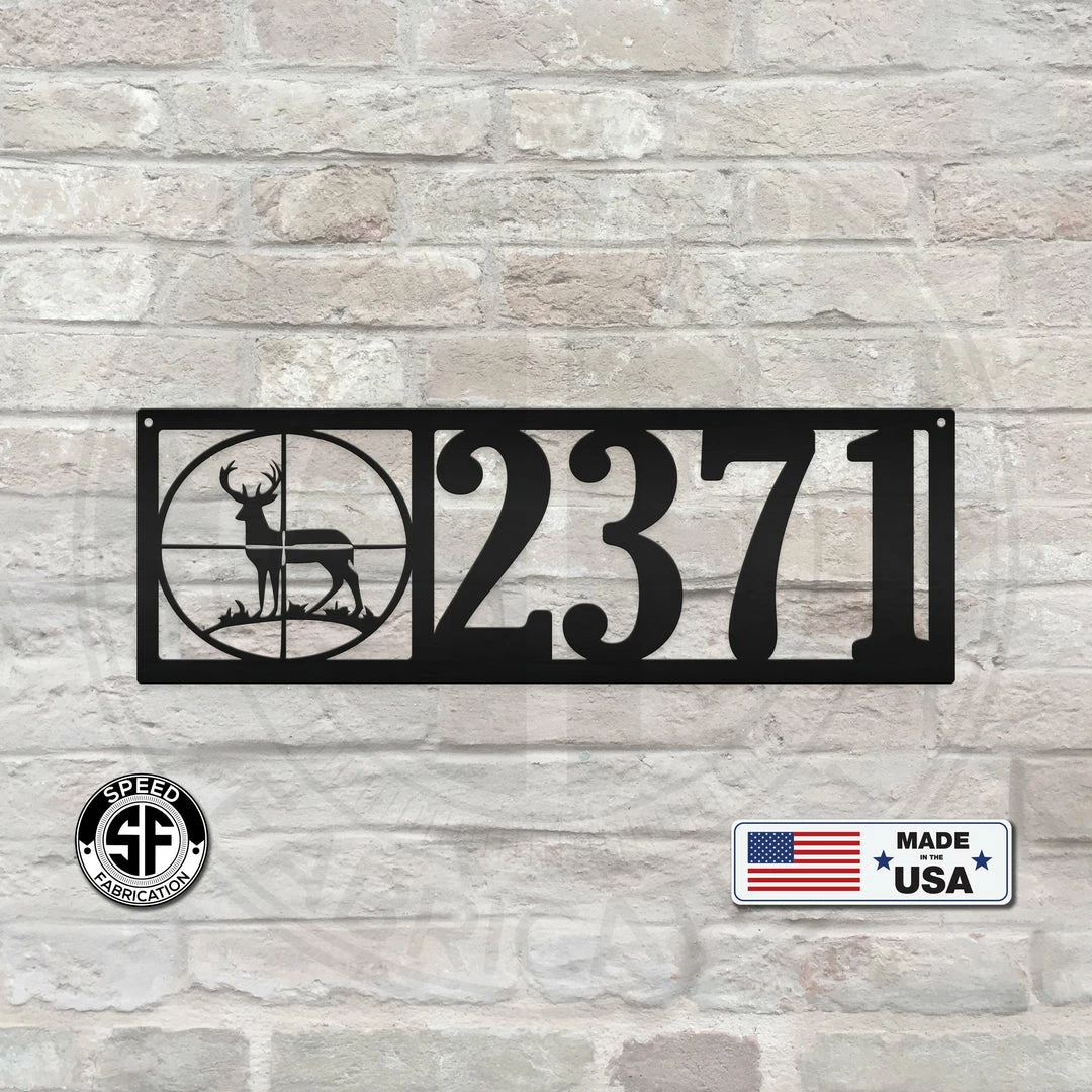 Speed Fabrication Personalized Deer In Sight Address House Numbers Metal Sign Address/House Number Metal Signs