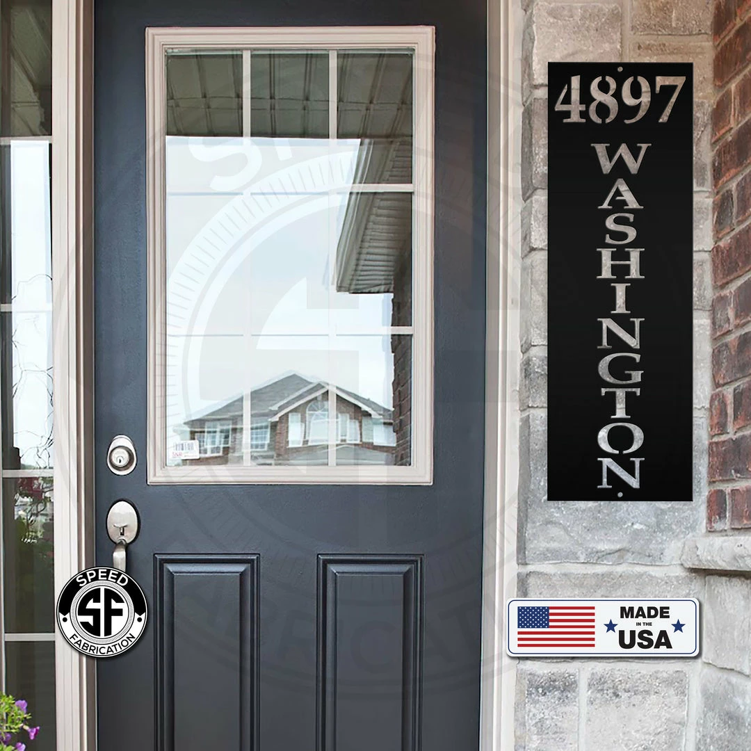 Speed Fabrication Personalized Vertical Address Metal Sign - Outdoor Address Sign
