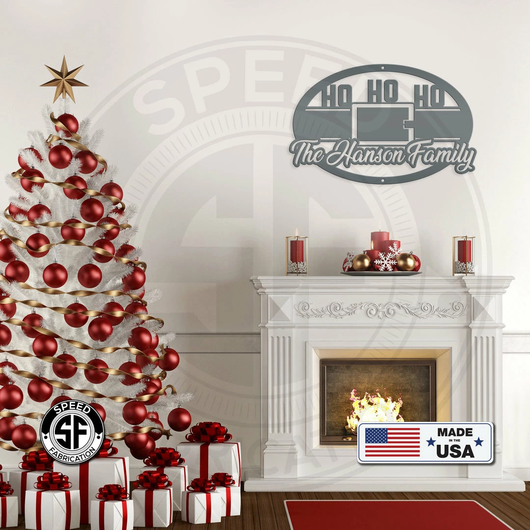 Speed Fabrication Christmas Metal Signs Personalized Family Name Ho Ho Ho Christmas Metal Sign