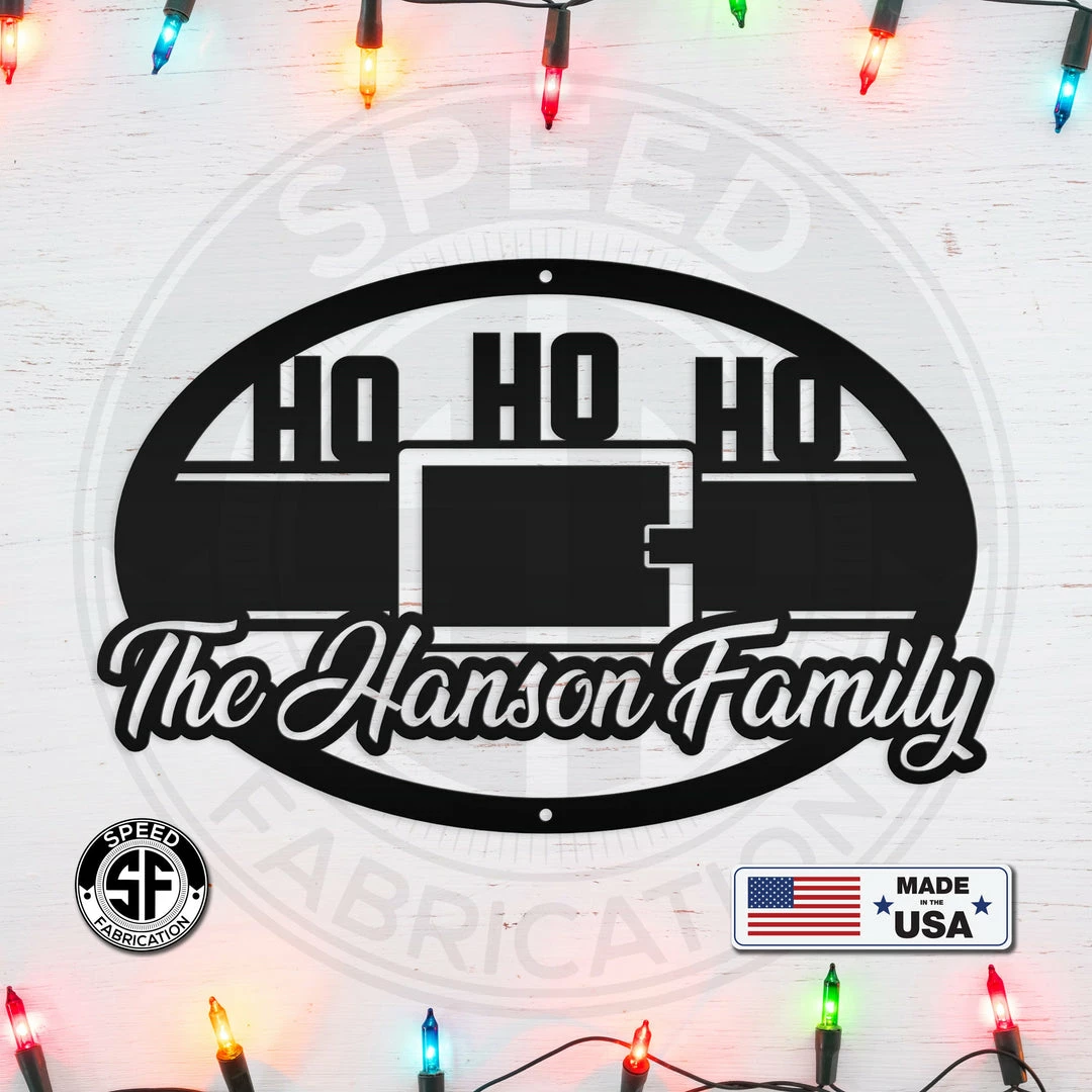 Speed Fabrication Christmas Metal Signs Personalized Family Name Ho Ho Ho Christmas Metal Sign