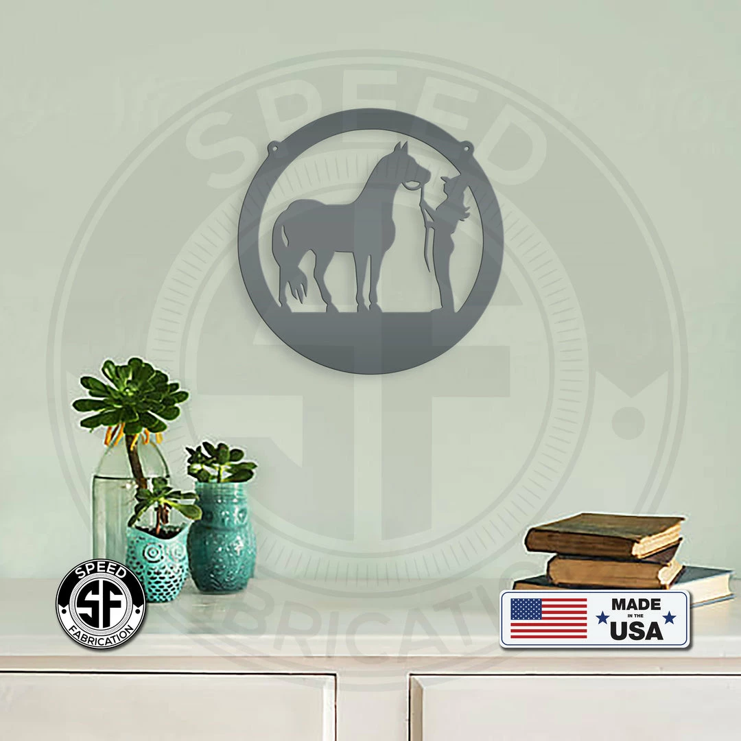 Speed Fabrication Farm Metal Signs Horse And Owner Metal Sign
