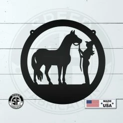 Speed Fabrication Farm Metal Signs Horse And Owner Metal Sign