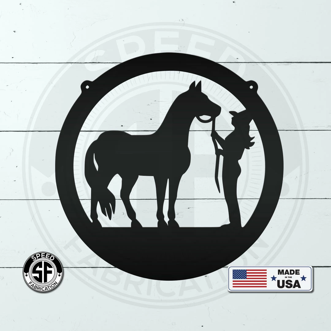 Speed Fabrication Farm Metal Signs Horse And Owner Metal Sign