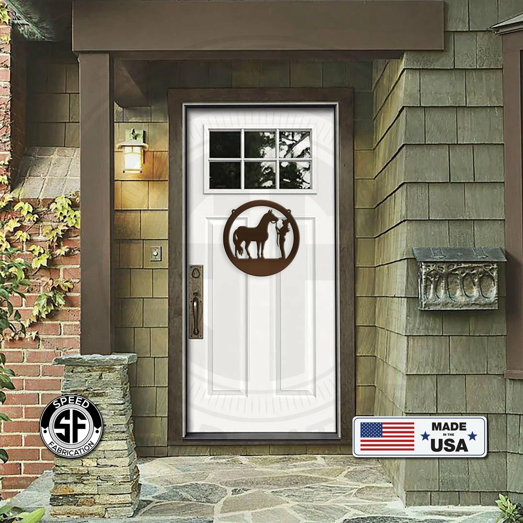 Speed Fabrication Farm Metal Signs Horse And Owner Metal Sign
