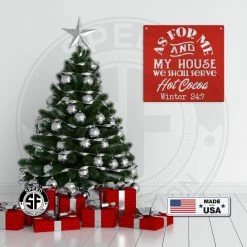 Speed Fabrication We Shall Serve Hot Cocoa Winter 24:7 Christmas Metal Sign Christmas Metal Signs