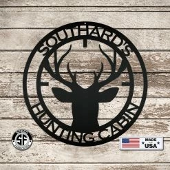 Speed Fabrication Personalized Deer Hunting Cabin Metal Sign