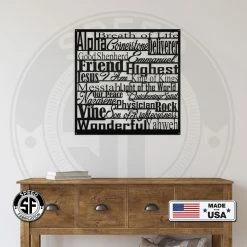 Speed Fabrication Titles Of Jesus Christ A-Z Square Wall Hanging Home Decor & Gifts