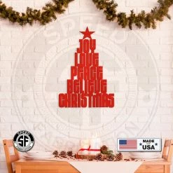 Speed Fabrication Joy Love Peace Believe Christmas Tree Metal Sign Christmas Metal Signs
