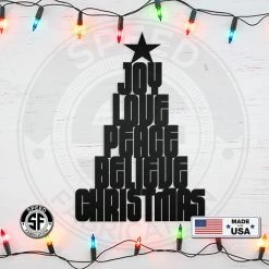 Speed Fabrication Joy Love Peace Believe Christmas Tree Metal Sign Christmas Metal Signs