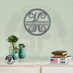 Speed Fabrication Vine Monogram Personalized Metal Sign