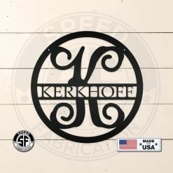Speed Fabrication Vine Monogram Personalized Metal Sign