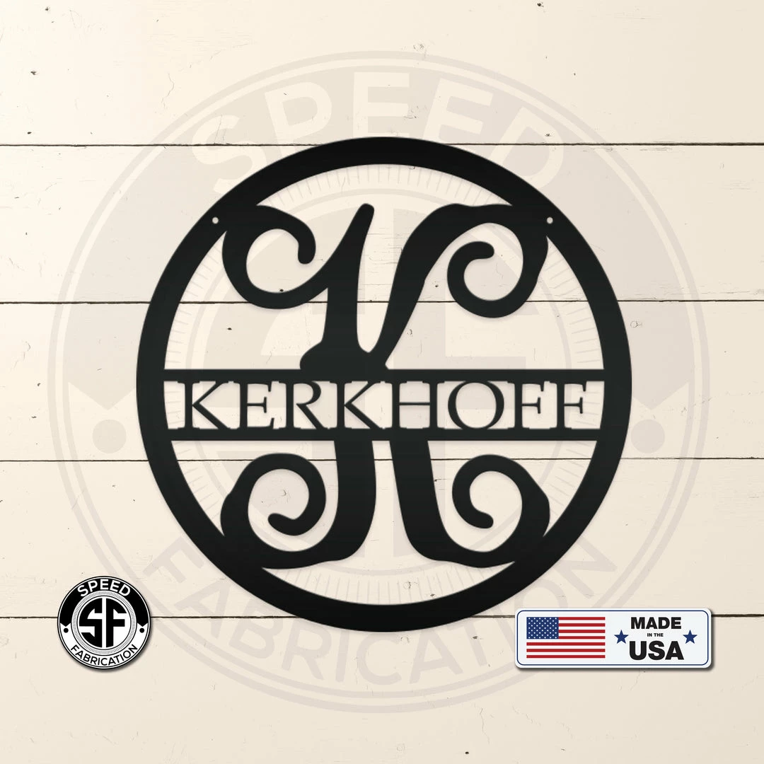 Speed Fabrication Vine Monogram Personalized Metal Sign