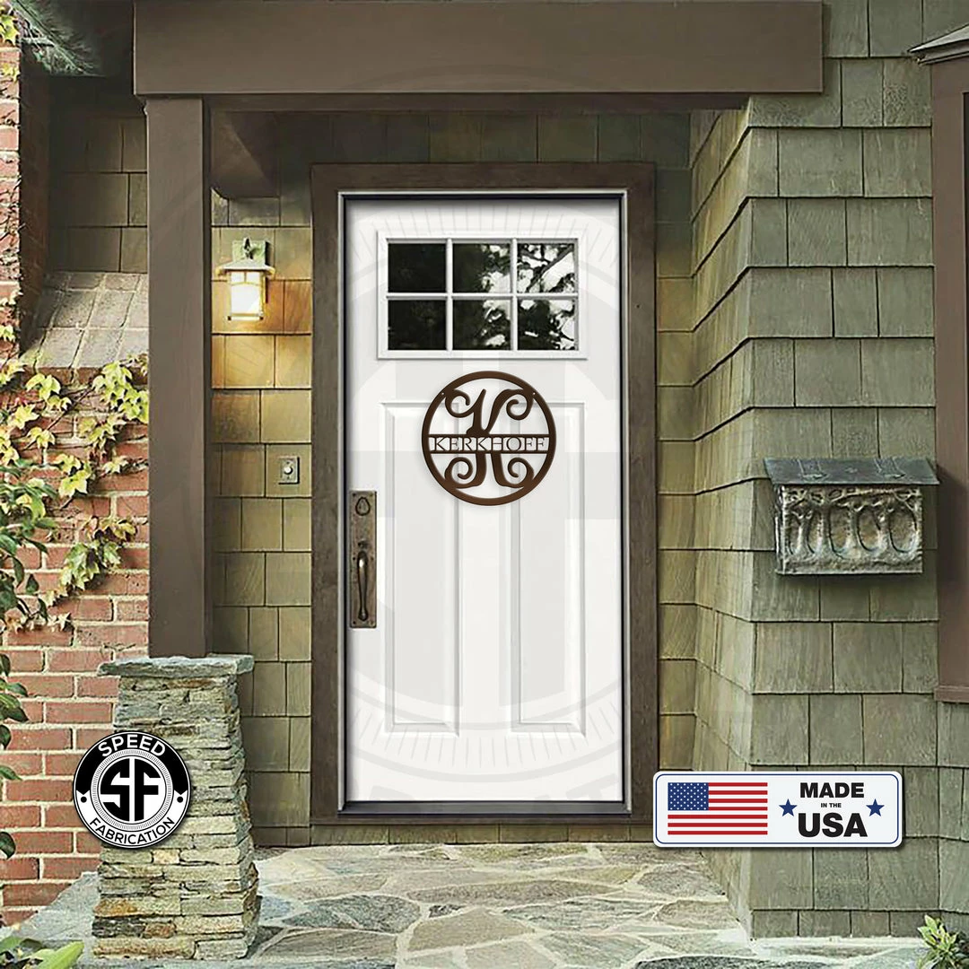Speed Fabrication Vine Monogram Personalized Metal Sign