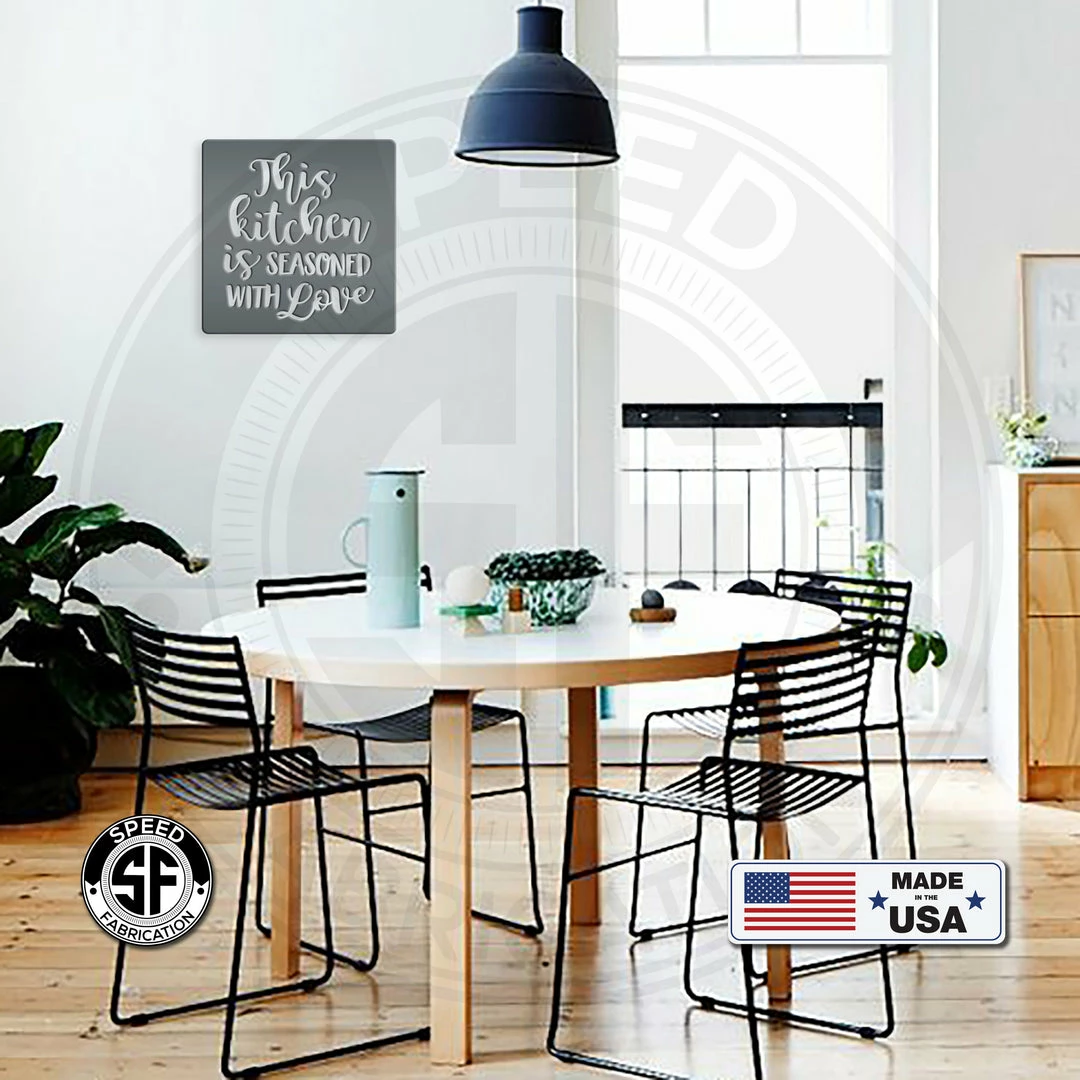 Speed Fabrication Kitchen Seasoned With Love Metal Sign