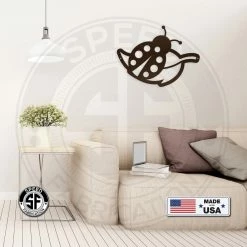 Speed Fabrication Decor Ladybug On Leaf Metal Sign