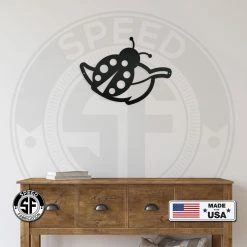 Speed Fabrication Decor Ladybug On Leaf Metal Sign