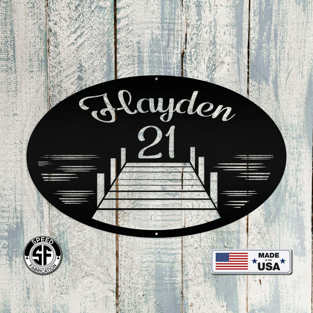 Speed Fabrication Custom Metal Lake Lot Sign Address/House Number Metal Signs