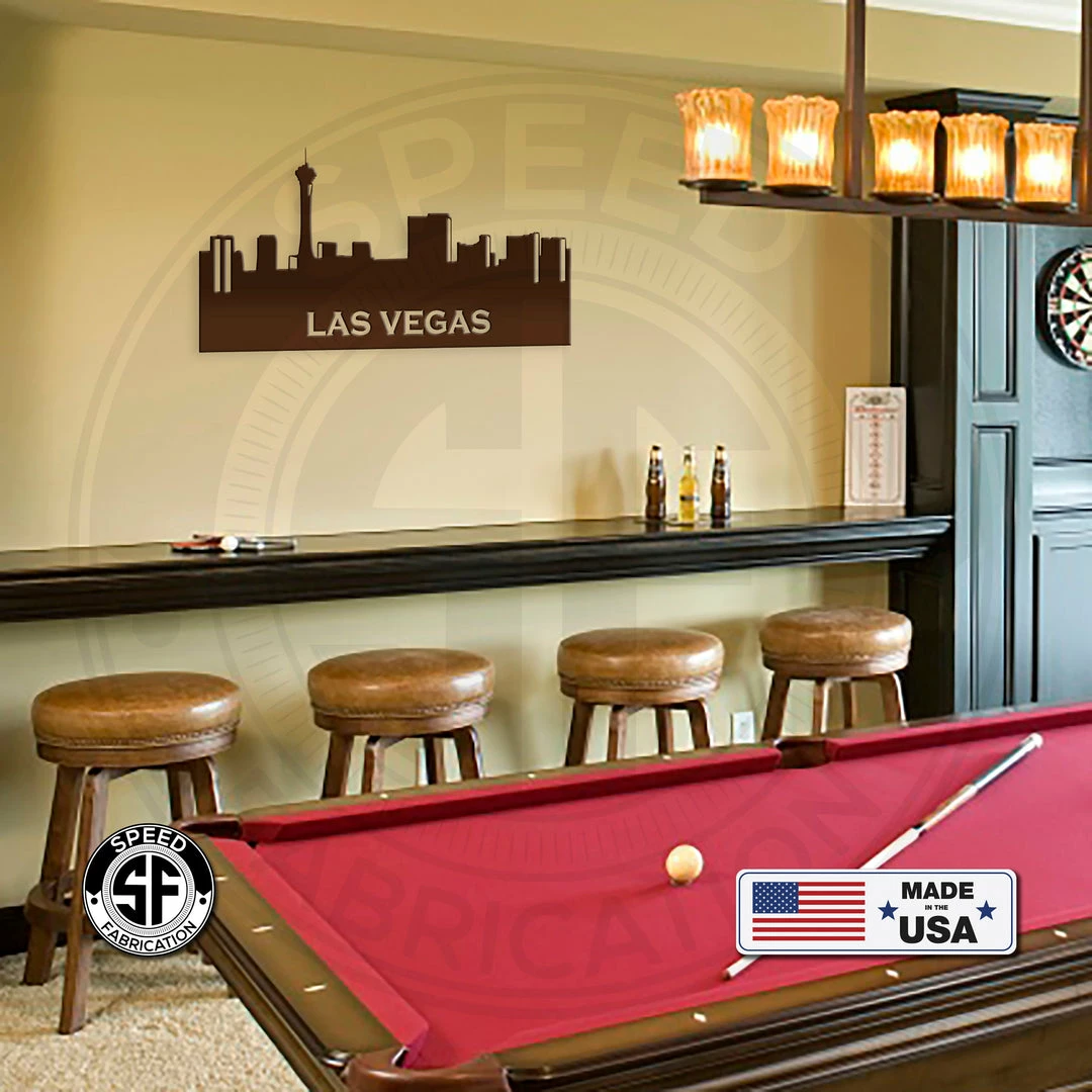 Speed Fabrication City Skyline Las Vegas Skyline Metal Sign-Indoor- Outdoor