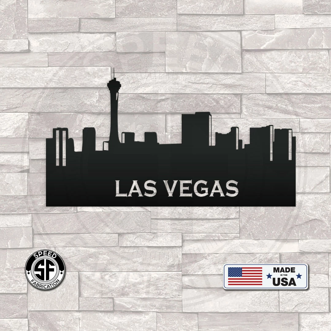 Speed Fabrication City Skyline Las Vegas Skyline Metal Sign-Indoor- Outdoor
