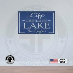 Speed Fabrication Personalized Family Name Life Is Better At The Lake Metal Sign Outdoor Patio/Lawn Metal Signs