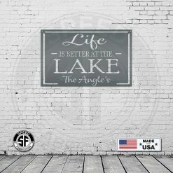 Speed Fabrication Personalized Family Name Life Is Better At The Lake Metal Sign Outdoor Patio/Lawn Metal Signs
