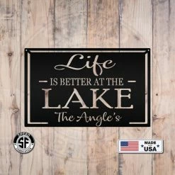 Speed Fabrication Personalized Family Name Life Is Better At The Lake Metal Sign Outdoor Patio/Lawn Metal Signs
