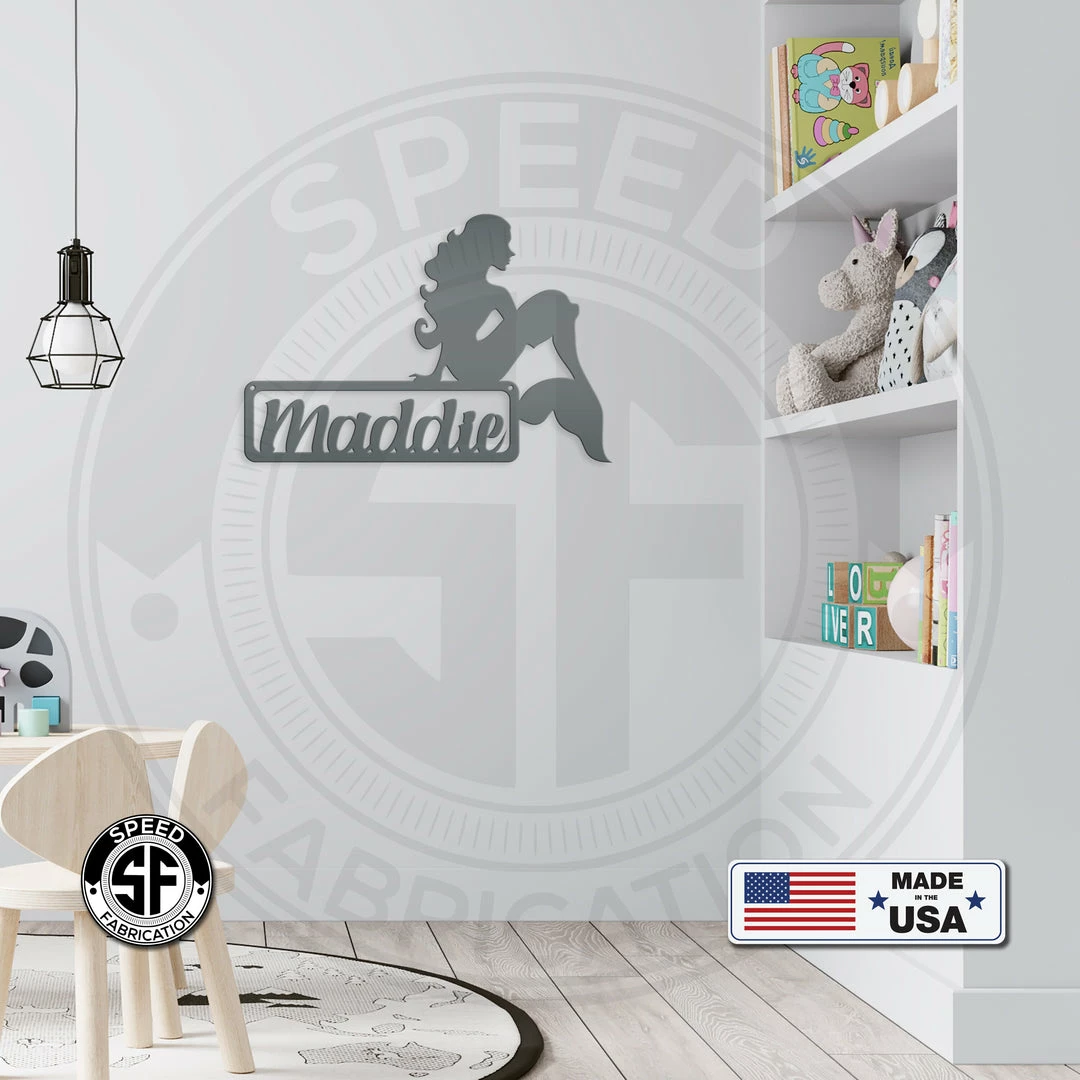 Speed Fabrication Decor Personalized Mermaid Square Metal Sign