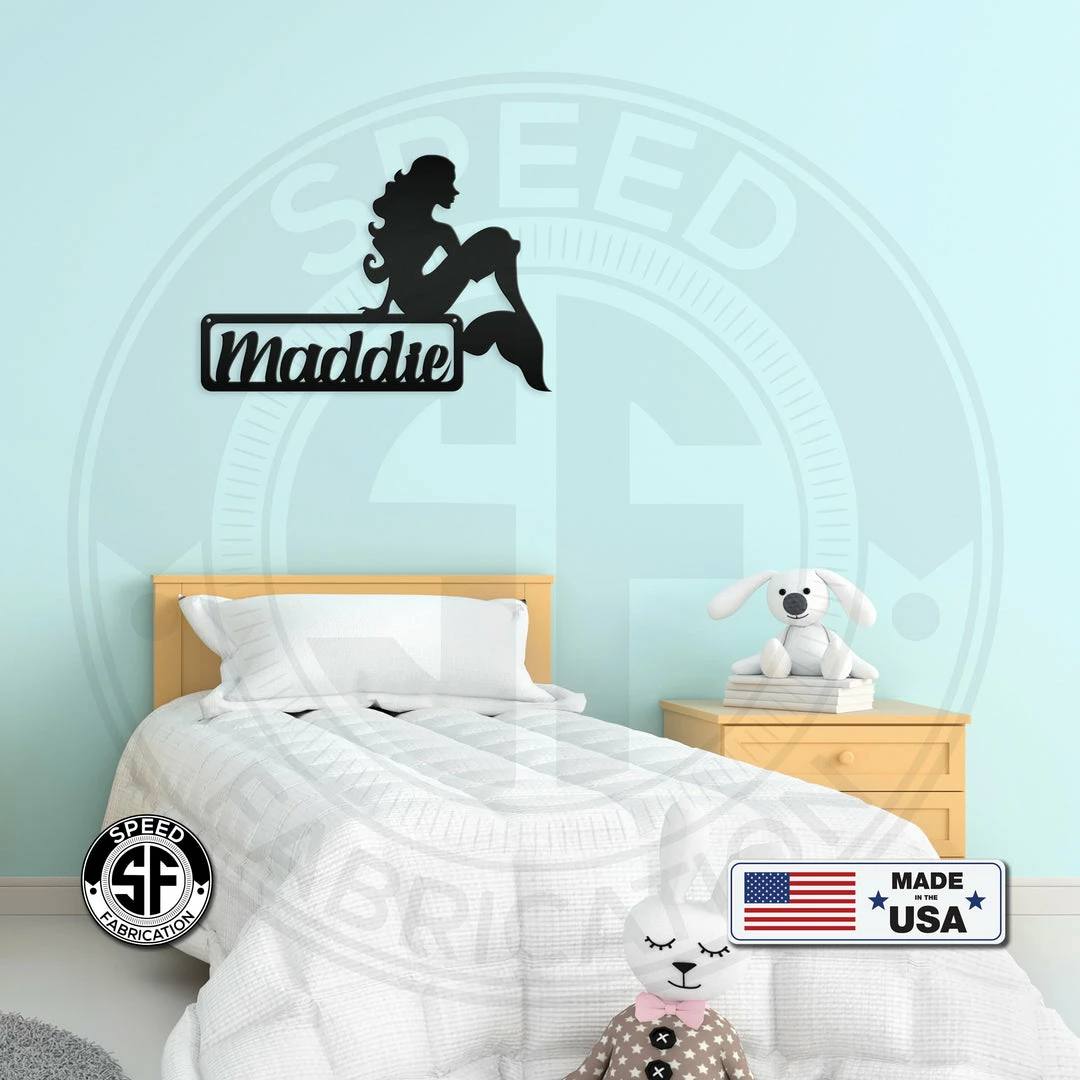 Speed Fabrication Decor Personalized Mermaid Square Metal Sign