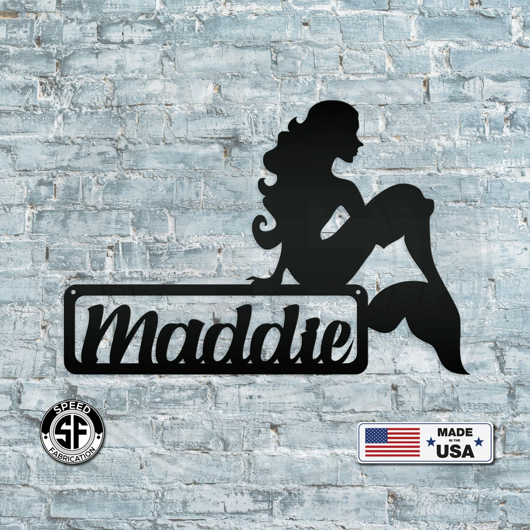 Speed Fabrication Decor Personalized Mermaid Square Metal Sign
