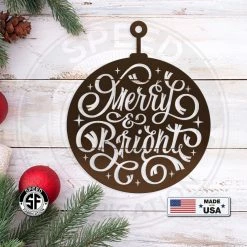 Speed Fabrication Merry & Bright Christmas Ornament Metal Sign Home Decor & Gifts