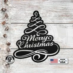 Speed Fabrication Merry Christmas Tree Metal Sign