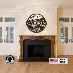 Speed Fabrication Personalized Mountain Cabin Scene With Established Date Metal Sign