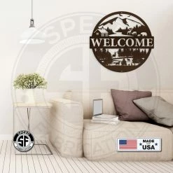 Speed Fabrication Mountain Cabin Welcome Metal Sign