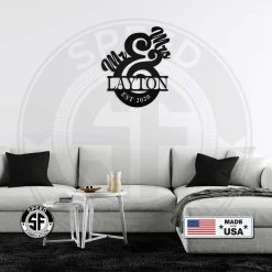 Speed Fabrication Personalized Mr. & Mrs. Monogram With Established Date Metal Sign