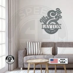 Speed Fabrication Personalized Mr. & Mrs. Monogram With Established Date Metal Sign